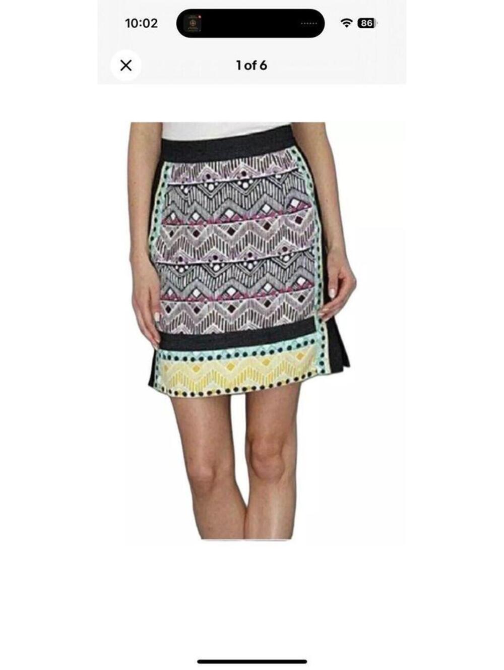 Nanette Lepore Vintage Womens Silk Linen Blend Multi Printed A-Line Mini Skirt 4